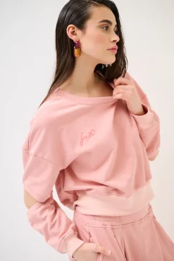 Hot KIKISIX FELPA CUT-OUT MANICA STAMPA MALVA