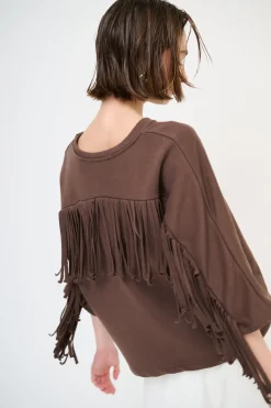 Best KIKISIX FELPA MANICA 3/4 CON FRANGE DT MORO