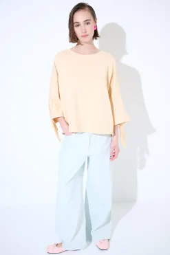 Outlet KIKISIX FELPA MANICA 3/4 CON FRANGE DT BEIGE