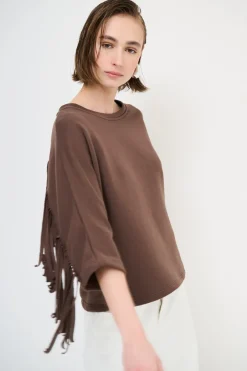 Best KIKISIX FELPA MANICA 3/4 CON FRANGE DT MORO