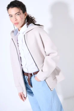 Online KIKISIX FELPA OVER LUNGA ACCOPPIATA BEIGE