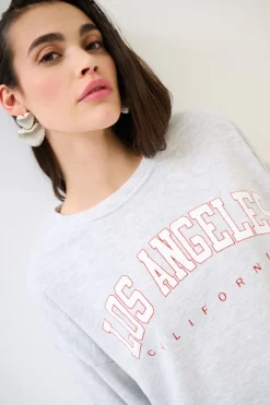 Hot KIKISIX FELPA OVER STAMPA LOS ANGELES GRIGIO