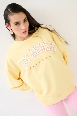 Outlet KIKISIX FELPA OVER STAMPA LOS ANGELES GIALLO