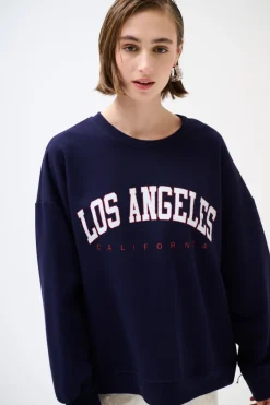 New KIKISIX FELPA OVER STAMPA LOS ANGELES BLU