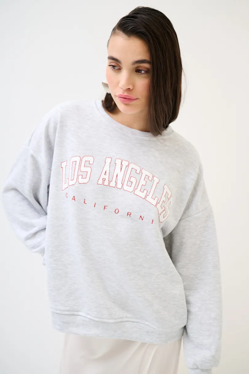 Hot KIKISIX FELPA OVER STAMPA LOS ANGELES GRIGIO