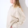 Sale KIKISIX FELPA OVERSIZE DIAMANTI SULLE SPALLE BEIGE