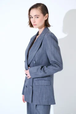 New KIKISIX GIACC D.P 6 BOTTONI C/PATTINE IN DENIM GRIGIO