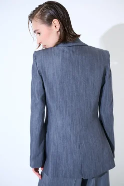 New KIKISIX GIACC D.P 6 BOTTONI C/PATTINE IN DENIM GRIGIO