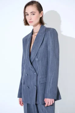 New KIKISIX GIACC D.P 6 BOTTONI C/PATTINE IN DENIM GRIGIO