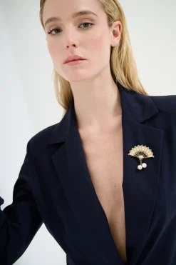 Sale KIKISIX GIACCA 1 BOTTONE CON SPILLE E PROFILO RASO BLU