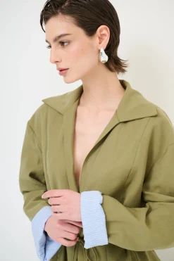 Hot KIKISIX GIACCA CAMICIA CON FODERA RIGA VERDE MILITARE