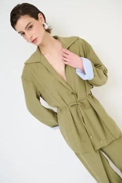 Hot KIKISIX GIACCA CAMICIA CON FODERA RIGA VERDE MILITARE