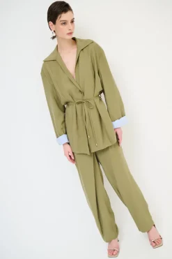 Hot KIKISIX GIACCA CAMICIA CON FODERA RIGA VERDE MILITARE