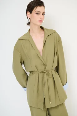 Hot KIKISIX GIACCA CAMICIA CON FODERA RIGA VERDE MILITARE