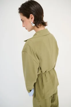 Hot KIKISIX GIACCA CAMICIA CON FODERA RIGA VERDE MILITARE