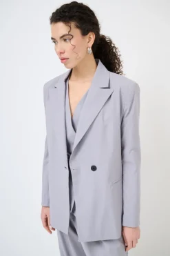 Discount KIKISIX GIACCA DOPPIO PETTO BOTTONE A CONTRASTO NERO GRIGIO