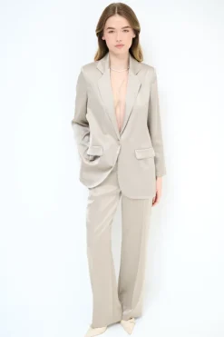 Outlet KIKISIX GIACCA MONOPETTO UN BOTTONE RICOPERTO RASO BEIGE