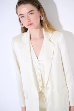 Clearance KIKISIX GIACCA MONOPETTO UN BOTTONE RICOPERTO RASO PANNA