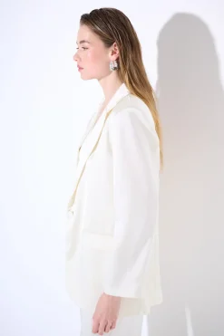 Clearance KIKISIX GIACCA MONOPETTO UN BOTTONE RICOPERTO RASO PANNA