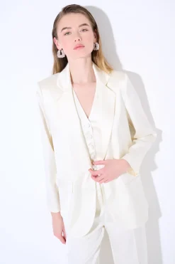 Clearance KIKISIX GIACCA MONOPETTO UN BOTTONE RICOPERTO RASO PANNA