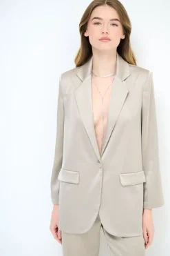 Outlet KIKISIX GIACCA MONOPETTO UN BOTTONE RICOPERTO RASO BEIGE