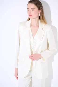 Clearance KIKISIX GIACCA MONOPETTO UN BOTTONE RICOPERTO RASO PANNA