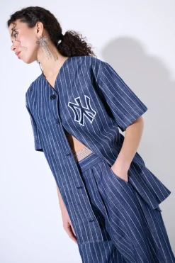 Discount KIKISIX GIACCA NY GESSATO BLU