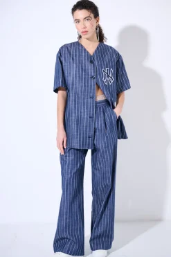 Discount KIKISIX GIACCA NY GESSATO BLU