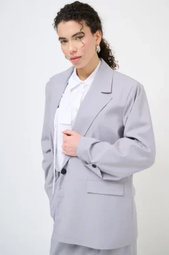 New KIKISIX GIACCA OVER BOTTONI GRIGIO