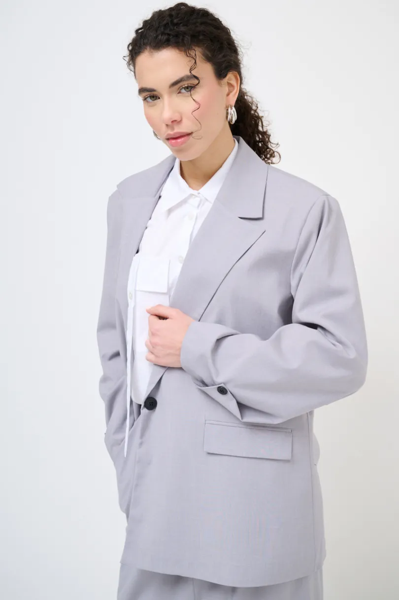 New KIKISIX GIACCA OVER BOTTONI GRIGIO