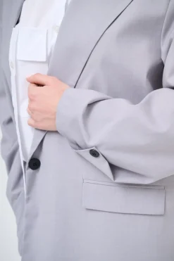 New KIKISIX GIACCA OVER BOTTONI GRIGIO