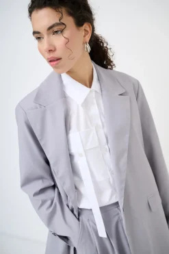 New KIKISIX GIACCA OVER BOTTONI GRIGIO