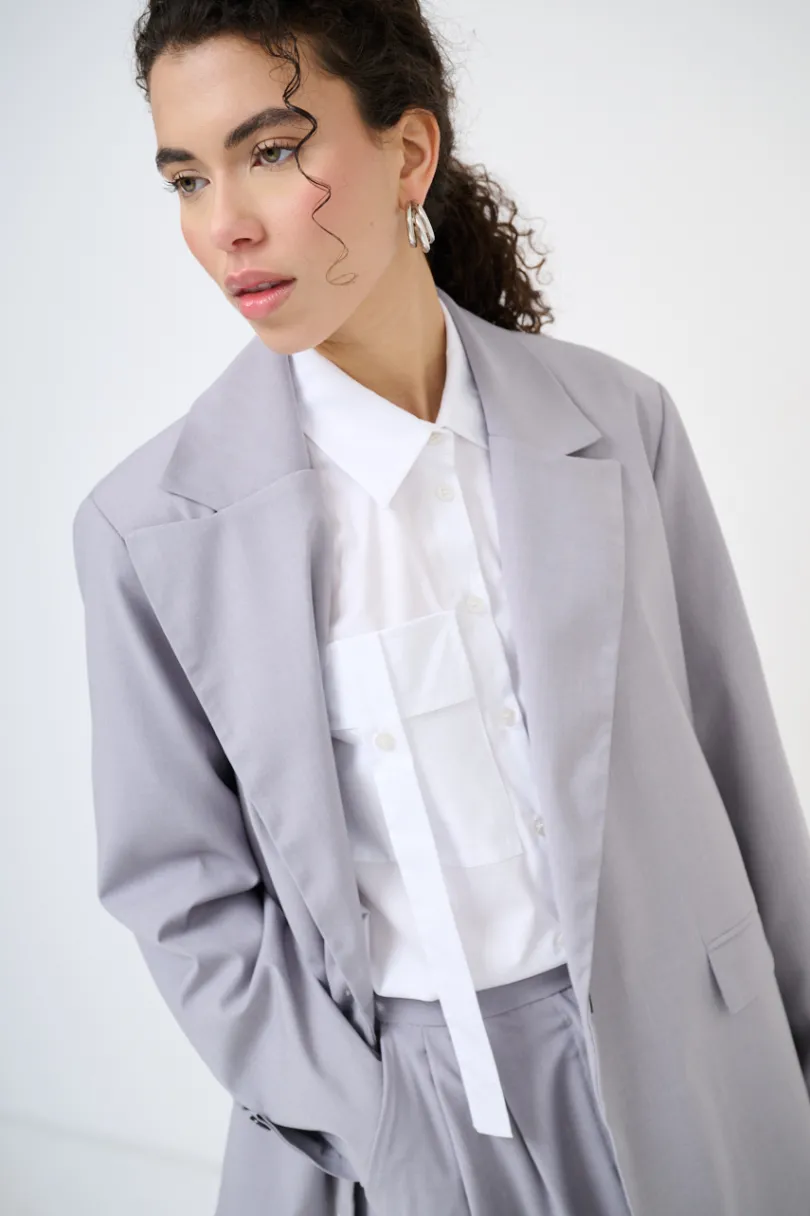 New KIKISIX GIACCA OVER BOTTONI GRIGIO