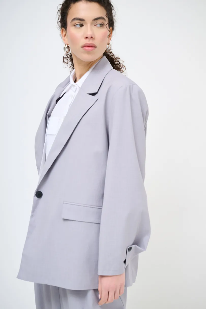 New KIKISIX GIACCA OVER BOTTONI GRIGIO