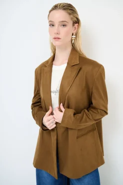 New KIKISIX GIACCA OVER DAINETTO CON FILETTO TABACCO