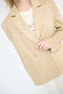 New KIKISIX GIACCA OVER DAINETTO CON FILETTO BEIGE