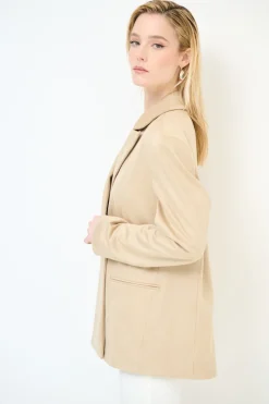 New KIKISIX GIACCA OVER DAINETTO CON FILETTO BEIGE