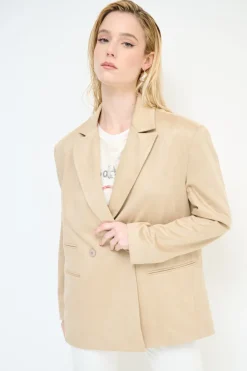 New KIKISIX GIACCA OVER DAINETTO CON FILETTO BEIGE