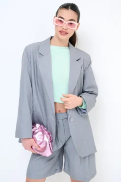 Hot KIKISIX GIACCA OVER TASCHE FILETTO GRIGIO CHIARO