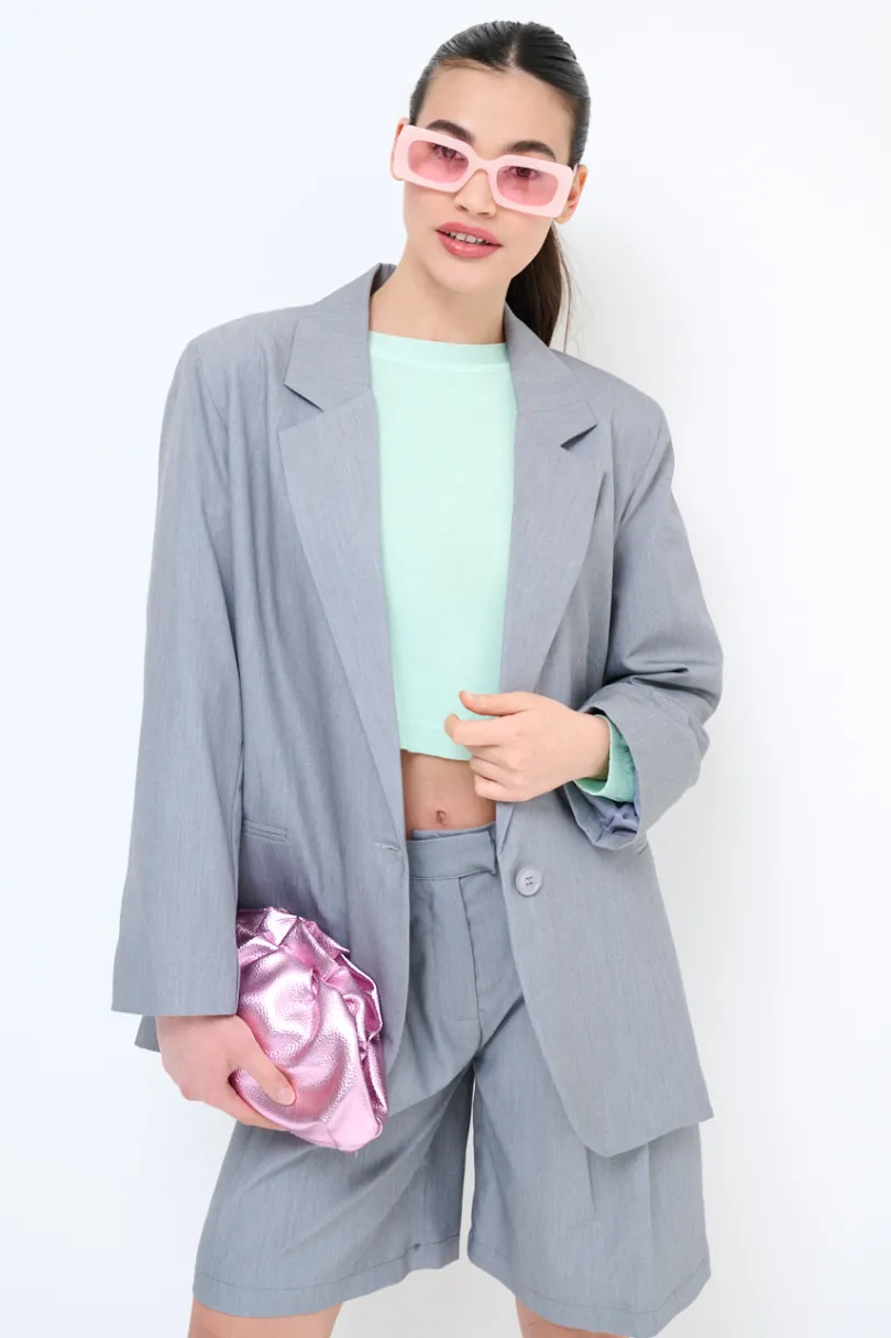 Hot KIKISIX GIACCA OVER TASCHE FILETTO GRIGIO CHIARO