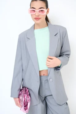 Hot KIKISIX GIACCA OVER TASCHE FILETTO GRIGIO CHIARO