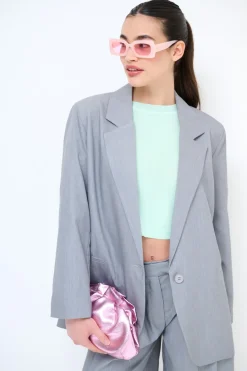 Hot KIKISIX GIACCA OVER TASCHE FILETTO GRIGIO CHIARO