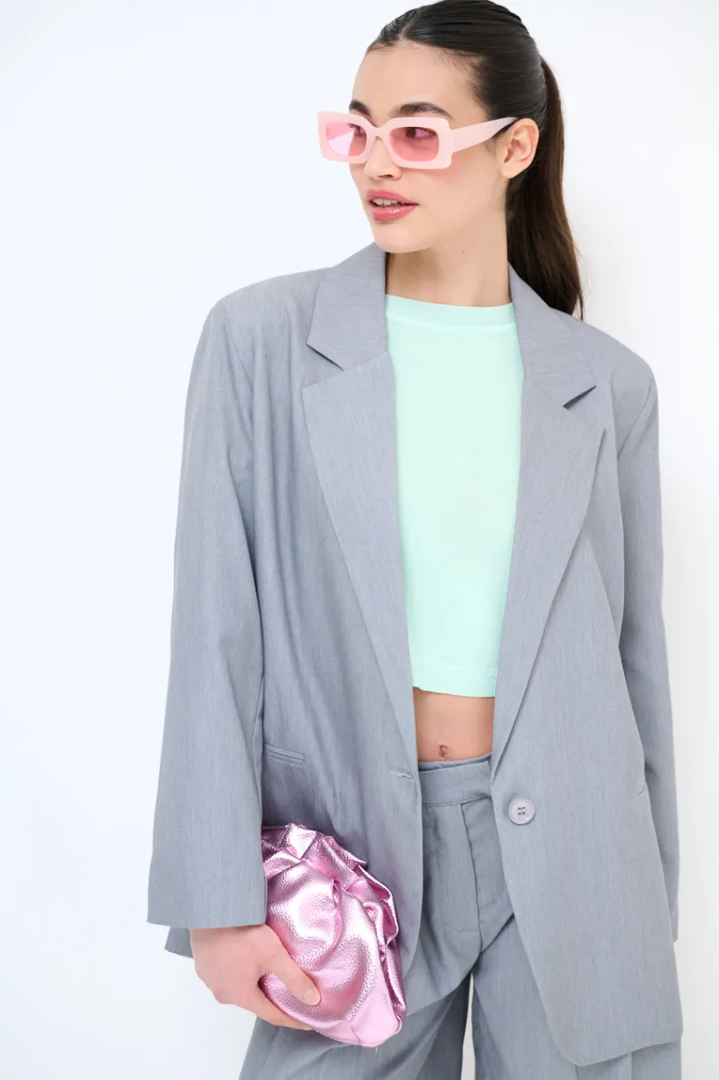 Hot KIKISIX GIACCA OVER TASCHE FILETTO GRIGIO CHIARO