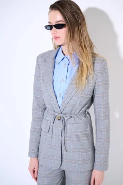 Discount KIKISIX GIACCA QUADRO CHECK BEIGE