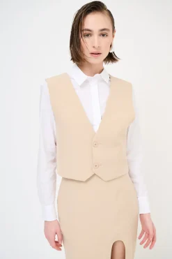 Discount KIKISIX GILET BIELASTICO BEIGE