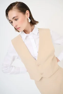 Discount KIKISIX GILET BIELASTICO BEIGE