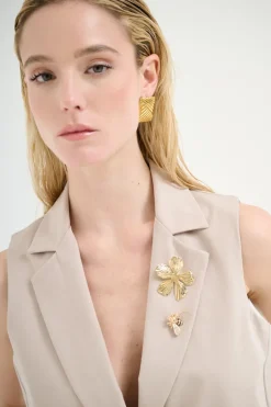 Outlet KIKISIX GILET CROP CON SPILLE BEIGE