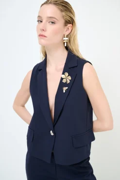 Best KIKISIX GILET CROP CON SPILLE BLU