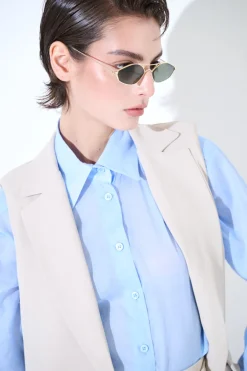 Clearance KIKISIX GILET LUNGO CON SPALLINI BOTTONI FODERATI BEIGE