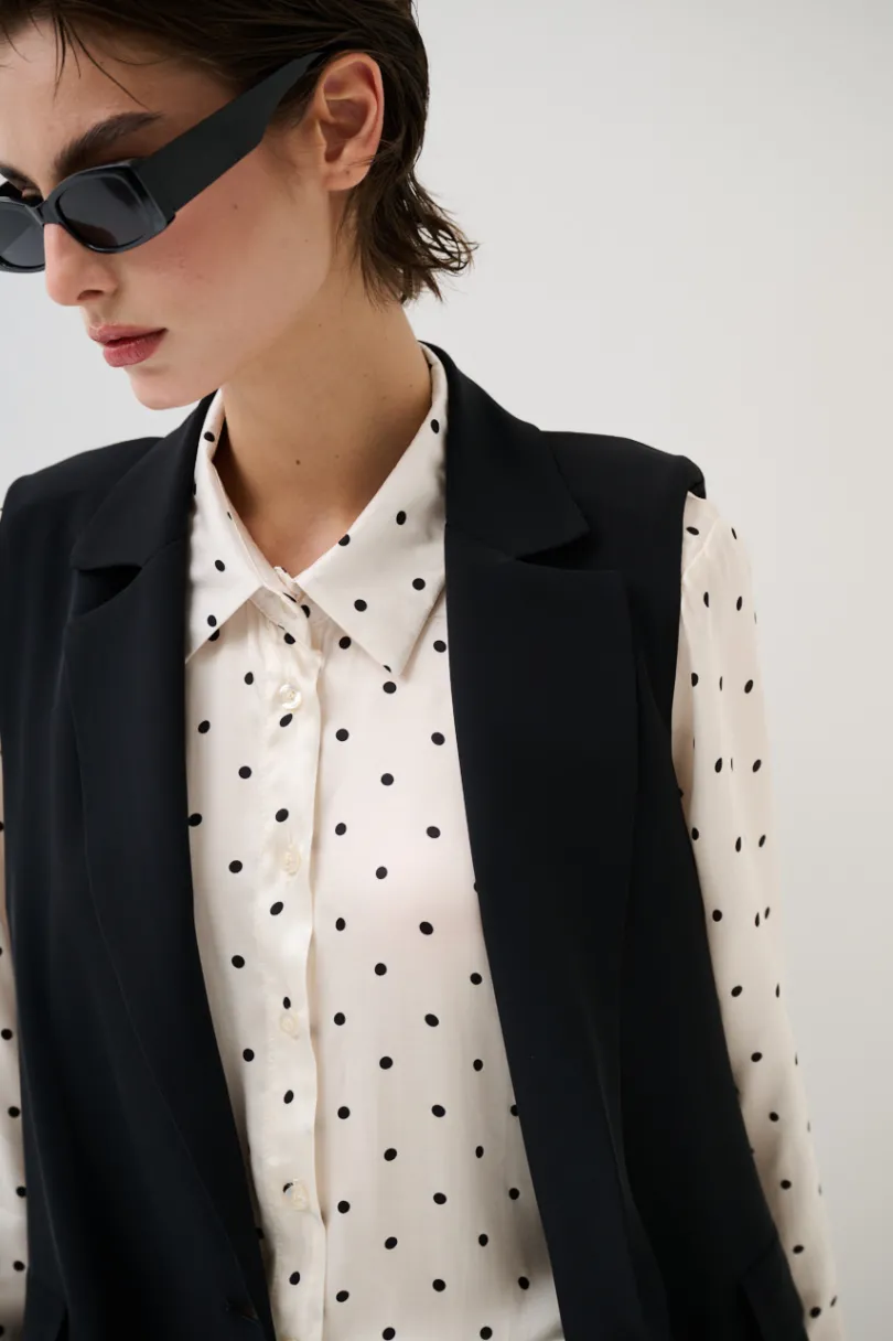 New KIKISIX GILET LUNGO CON SPALLINI BOTTONI FODERATI NERO